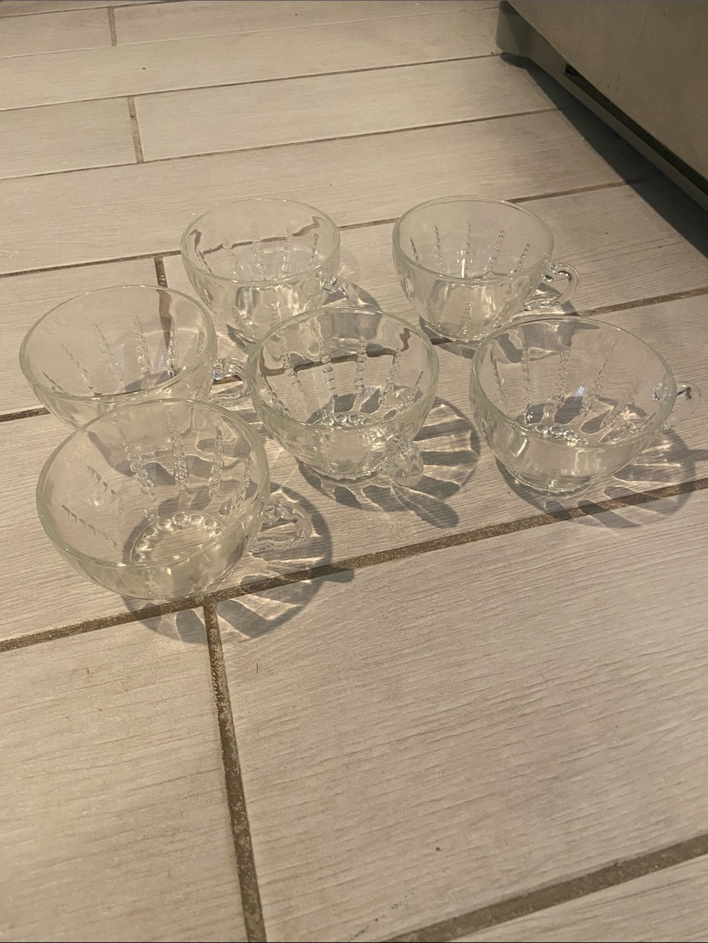Set of 6 Clear Glass Teacups